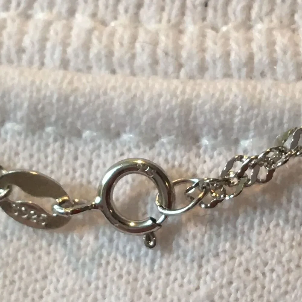 Cross Necklace Sterling Silver Cubic Zirconia Pendant 925 17in Twist Chain